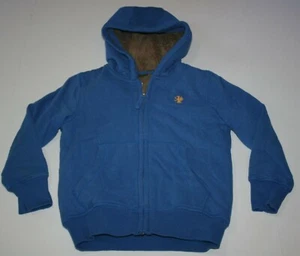 Used Next UK 7 year 122cm Boys Sweatshirt Sherpa Lined Hoodie Jacket Blue Zip Up - Picture 1 of 4