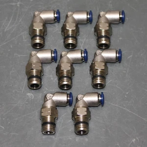 (8) Aignep Male 90° Elbow 88110-04-04, 1/4" Tube x 1/4" NPT Pipe, Nickel Brass - Picture 1 of 5