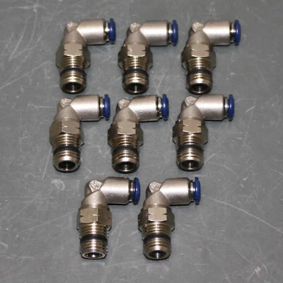 (8) Aignep Male 90° Elbow 88110-04-04, 1/4" Tube x 1/4" NPT Pipe, Nickel Brass - Image 1 of 4