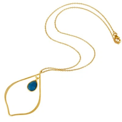 Colgante Marquesa En Oro Amarillo Genuino Corte Pera Collar Calcedonia Para Regalo Foto 1 de 3