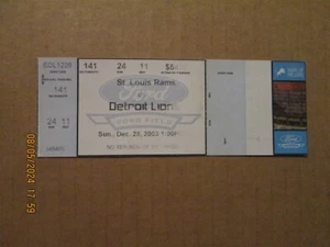 NFL St.Louis Rams vs Detroit Lions Vintage Dec. 28, 2003 Ford Field Full Ticket - Picture 1 of 1