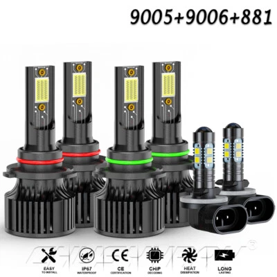 For Chevrolet S10 2000-2004 6x 6000K Combo LED Headlights Fog Bulbs - Image 1 of 4