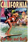 California For Sun Surf Metal Sign New Vintage Repro USA Retro Steel Hollywood