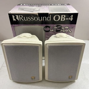 Pair Russound Outback OB-4 Outdoor Off White Speakers 200w 100hz 8 Ohms Tested - Picture 1 of 6