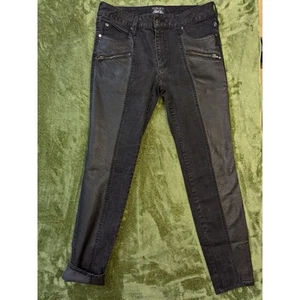 Tripp NYC x Joan Jett Faux Leather Denim Skinny Jeans 29 x 28.5 Black Moto Biker - Picture 1 of 17