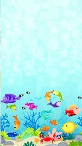 By 24" Repeat Generic Susybee Under The Sea Fish Border Cotton Fabric 2/3 Yard - Picture 1 of 2