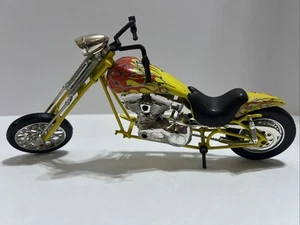 Rare NewRay 1995 Chopper Motorcycle Low rider 10” Long Red Ylw Barbed Wire Flame - Picture 1 of 6