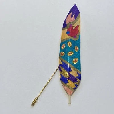 Pin de pluma pintado artesanal vintage Foto 1 de 4