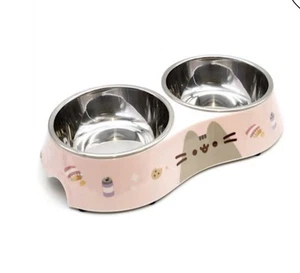NEW! Pusheen Pink Sweets & Treats Double Diner Bowl for Cats - Picture 1 of 1