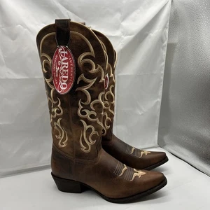 NUEVO EN CAJA Botas vaqueras Laredo para mujer talla 11 marrón bordadas hasta la rodilla punta corta - Imagen 1 de 13