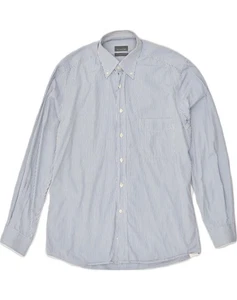 MASSIMO DUTTI Mens Shirt Size 42 Large Blue Pinstripe Cotton WD06 - Picture 1 of 3