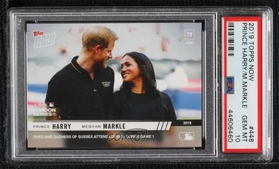 2019 Topps Now London Series /963 Prince Harry Meghan Markle #448 PSA 10 GEM MT - Image 1 of 2