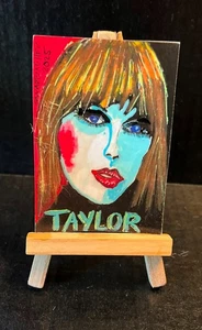 colorful Taylor Swift POP ART ACEO Painting 3.5 x 2.5 Original SWARTZMILLER DNA - Imagen 1 de 20