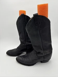 Larry Mahan 490 Botas Occidentales de Cuero Negro para Hombres Talla 9 D Pull on Vaquero EE. UU. - Imagen 1 de 24