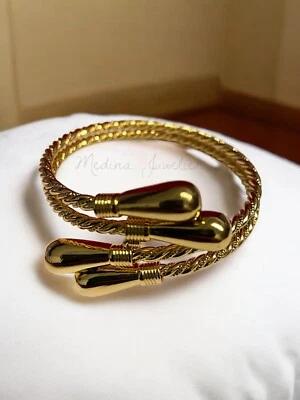 1x Ikili Bilezik Burma 22 Karat Altin Kaplama Gold Adana Armreifen 5mm Massiv - Bild 1 von 2