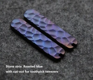 1Pair Stone Pattern Roasted Blue Scales for 58MM Victorinox Swiss Army Knives - Picture 1 of 2