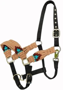 Showman Nylon Bronc Neckholder mit hellbraun & blaugrün mehrsträngiger Saitennase - Bild 1 von 1