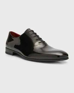 Ferragamo Herren Gianbattista Lackleder Oxfordds, schwarz - Einzelhandel $ 995 - Bild 1 von 5