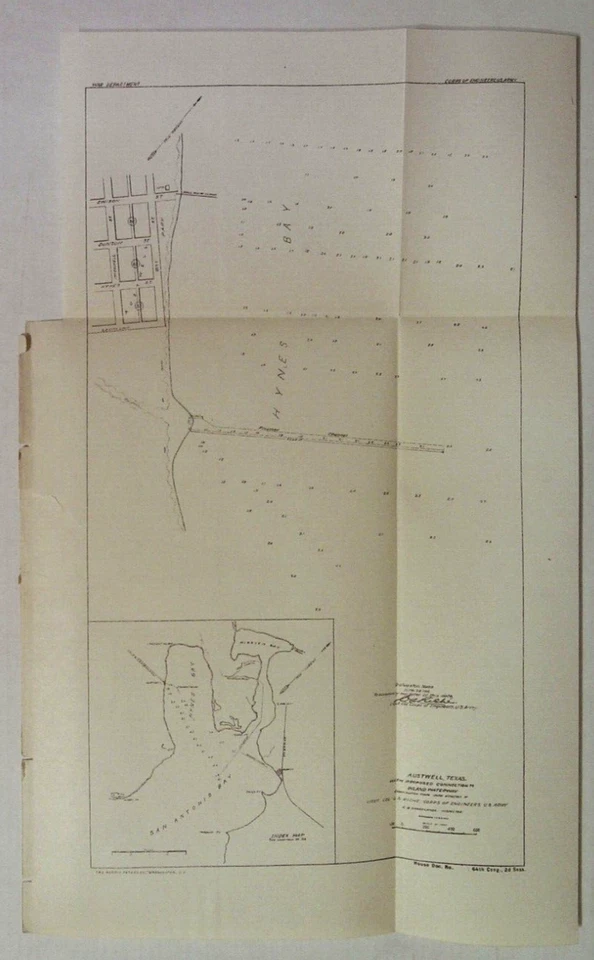 AUSTWELL TEXAS 1916 CON CONEXIÓN PROPUESTA A MAPA DE VÍAS NAVEGABLES INTERIORES 7 x 12,50! Foto 1 de 1