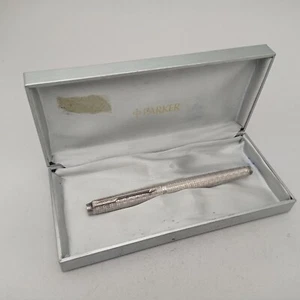 Parker 75 PRINCE DE GALLES Silver Plated Fountain Pen 14k F Nib Vintage RARE - Picture 1 of 15
