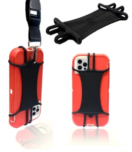 iPhone Heavy Duty Universal 2 in 1 Lanyard Cell Phone Tether Silicone Neck Strap - Picture 1 of 7