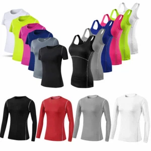 T-shirt canotta donna allenamento atletico corsa yoga compressione elasticizzata asciugatura rapida - Foto 1 di 47
