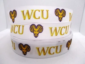 West Chester Univ Golden Rams 1" Grosgrain Ribbon YOUR CHOICE 5 or 10 Yard (WCU) - Picture 1 of 3