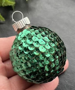 Shiny Brite Made In USA Green Sequin Christmas Ornament - Picture 1 of 8