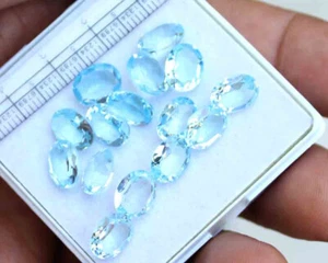 Blue Topaz Oval Faceted Cut Loose Gemstone 7*9 mm VVS Loose Gemstone 31.0 Cts 15 - Picture 1 of 6
