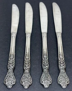 4 Dinner Knives VERSAILLES Stainless by MSI Japan ~ Knife 8 7/8" ~Roses / Floral - Picture 1 of 7