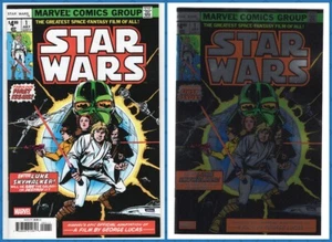 STAR WARS 1 FACSIMILE REG A & B FOIL VARIANT SET RISTAMPA 1977 Marvel 2025 quasi nuovo - quasi nuovo - Foto 1 di 7