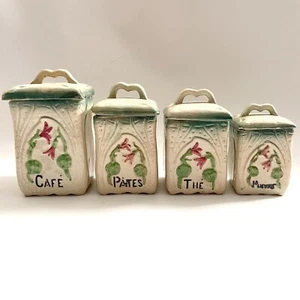 20s vtg French Art Deco kitchen jars hand painted storage containers - Picture 1 of 8