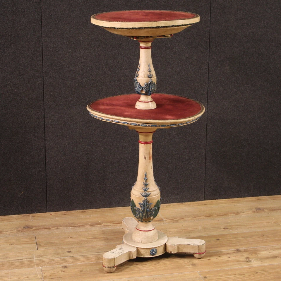 Meuble étagère laqué peint style ancien ronde table italienne 20ème siècle - Photo 1/4