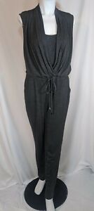 Mossimo Gray Jumpsuit Medium Sleeveless Drawstring Tie Waist Casual Stretch Knit