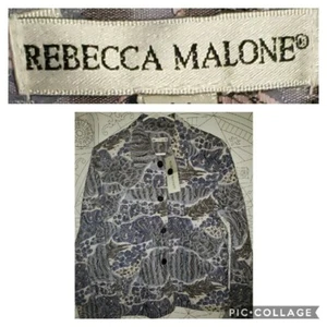 NWT Rebecca Malone Women's blac Blue Chambray Button Blazer Jacket small 42$ - Picture 1 of 8