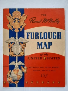 WW2 RAND McNALLY Furlough Map Decorations Service Ribbons Insignia & Base Pays - Picture 1 of 24