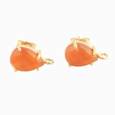 梨形橙色红宝石镀金耳钉 DIY 制作连接器 — 第 1/3 张图片