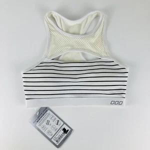 Lorna Jane Womens Sports Bra -Pushing Limits size XS - White with Black Stripes - Picture 1 of 6