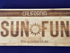 CALIFORNIA Bamboo Wood Sun Fun License Plate Sign Cutting Board Pool Wall Art