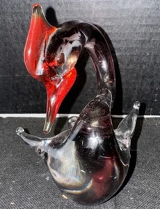 Arte Murano ICET rot getönter Schwan Figur Sammlerstück 6 Zoll groß Venezuela - Bild 1 von 6
