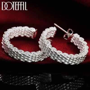 DOTEFFIL 925 Sterling Silver Earring For Women Round Wedding Fashion Jewelry - Picture 1 of 6