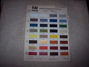 1975 CHEVROLET EXTERIOR R-M PAINT CHIP COLOR CHART   #298 - Picture 1 of 4