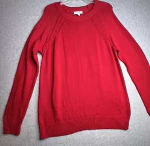 NWT Kim Rogers Sweater Large Vibrant Red Crew Neck Tight Weave Mid-Length New - Picture 1 of 12