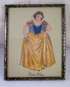 Vintage 1930's AUTHENTIC WALT DISNEY FRAMED SNOW WHITE FRAMED PRINT - Picture 1 of 9