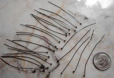 24 pasadores de cabeza de bola Gunmetal negro plt joyería pasadores de cabeza colgante 2 pulgadas de largo FPS066 Foto 1 de 2