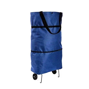 2in1 Einkaufstasche und Einkaufsroller Blau Klappbar Einkaufstrolley Tragetasche - Bild 1 von 4