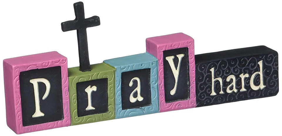 Молитесь жесткий с крестом смолы цветок ведро новый с Ярлыками 6 x 2,5 христианский подарок - Изображение 1 из 1