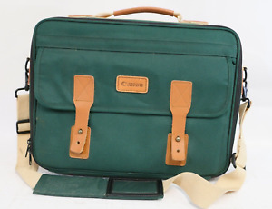 Vintage Canon Green Canvas Camera Bag Organizer Pockets Shoulder Strap