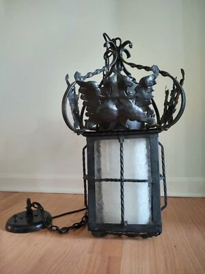 ✨Vintage Spanish Revival Gothic Ceiling Mount Wrought Iron Metal Porch Lantern  - Image 1 of 4
