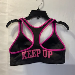 Victoria’s Secret Sport Bra size S “KEEP UP” Black & Pink Racerback PINK YOGA - Picture 1 of 6